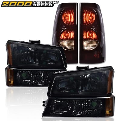 #ad Fit For 03 06 Chevy Smoke Lens Headlight Bumper Lamps LED Smoke Tail Lights $103.99