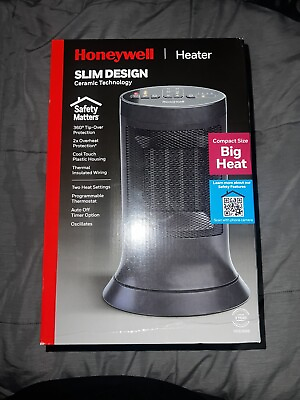 #ad Honeywell Digital Ceramic Compact Slim Tower Heater Black $20.00