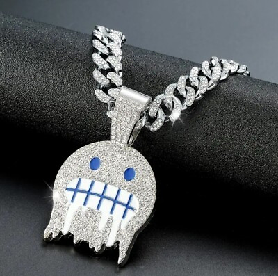 #ad Frozen Face Emoji Hip Hop Chain Bling Rhinestones Brand New Fast Free Shipping $26.89