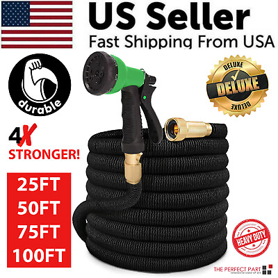 #ad #ad 4X Stronger Deluxe Expandable Flexible Garden Hose Water Hose 25 50 75 100FT $19.79