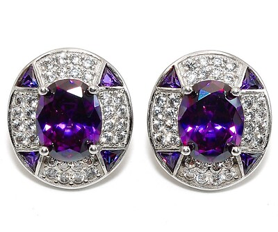 #ad 4CT Amethyst amp; Topaz 925 Solid Sterling Silver Earrings Jewelry YB3 1 $32.99