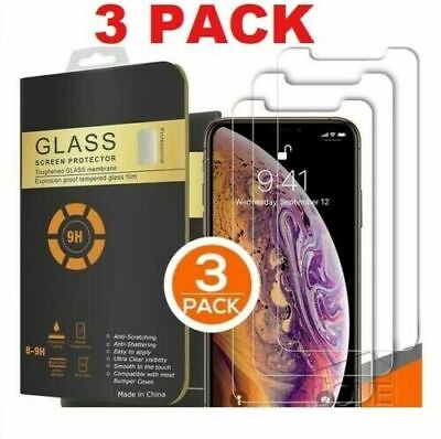 #ad 3 Pack For iPhone 11 Pro 8 7 6s Plus X Xs Max XR Tempered GLASS Screen Protector $2.56
