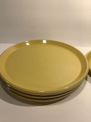 #ad Noritake Primastone Radiant Yellow 8” Round Plates 3 8322 Stoneware EUC $32.30