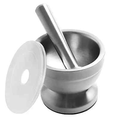 #ad Mortar and Pestle Sets 18 8 Brushed Stainless Steel Spice Grinder Pill Crusher $21.00