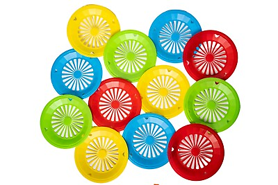 #ad Set of 12 Colorful Reusable Plastic Paper Plate Holders Picnic BBQ Camping Party $16.88