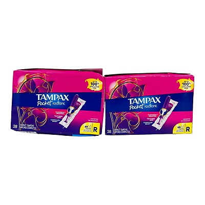 #ad Tampax Pocket Radiant Regular Unscented Tampons 28 ct each box 2 pack $15.99