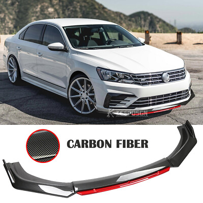 #ad Carbon Red Front Bumper Lip Splitter Spoiler Body Kit For VW Passat R 2015 2022 $85.47