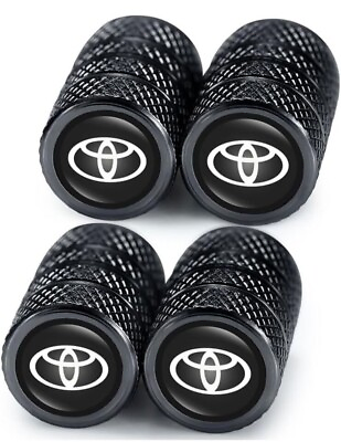 #ad 4 pcs Black White Tire Valve Stem Cap for Toyota Cars Universal Fit $11.45