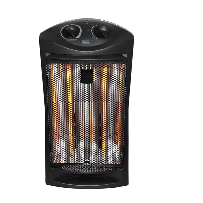 #ad 1500 Watt Black Electric Tower Quartz Infrared Space Heater with Thermostat $95.08
