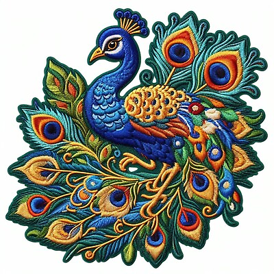 #ad Peacock Patch Iron on Applique Clothing Peafowl Animal Bird Badge Feather $4.95
