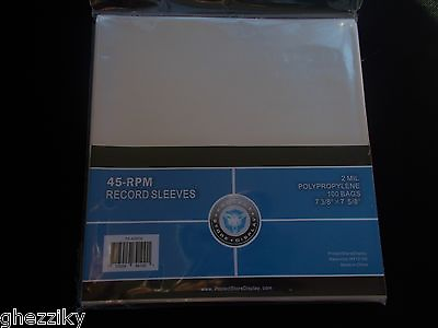 #ad 100 CLEAR PLASTIC 7quot; 45 RPM VINYL RECORD ALBUM SLEEVES BAGS OUTERSLEEVES $10.95