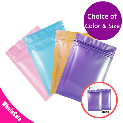 #ad Many Sizes Colorful Double Sided Glossy Flat Foil Mylar Zip Lock Pouch Bag M $167.92