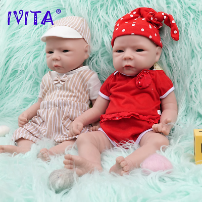 #ad IVITA 18#x27;#x27; Silicone Reborn Baby Girl and Boy Vivid Silicone Doll Kids Gift $272.00