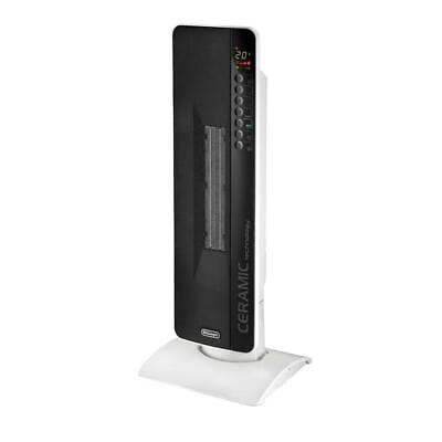 #ad DeLonghi Tower Ceramic Heater 27quot; Digital Flat Panel Remote Control Black White $141.96