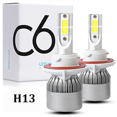 #ad 2Pcs C6 H13 9008 COB LED Headlight Bulbs Kit High Low Beam Bulbs 6000K White US $11.99