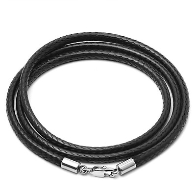 #ad 45cm 50cm Leather Cord Waxed Rope Necklace Lobster Clasp Connector Chain Jewelry GBP 2.84
