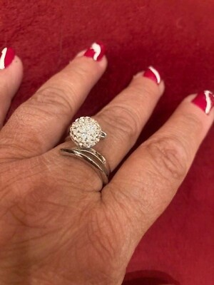 #ad Crystal Silver Tone Ring GORGEOUS $15.00