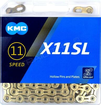 #ad KMC X11SL Gold 11 Speed Road CX Bike Chain Ti N 118L fits Campy SRAM Shimano $46.95