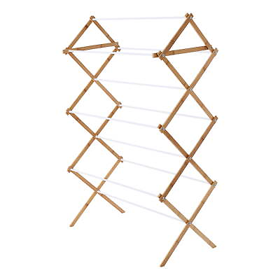 #ad Mainstays Space Saving Collapsible Bamboo Laundry Drying Rack，NEW，Off White $13.39