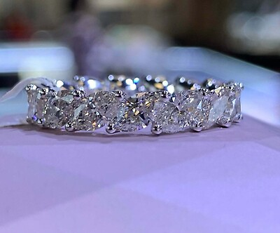 #ad 2Ct LabCreated Diamond Marquise Eternity Wedding Band Ring 14K White Gold Finish $54.51