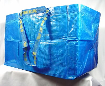#ad IKEA LARGE BLUE BAG Shopping Grocery Laundry Storage Tote Bags Strong FRAKTA $5.95