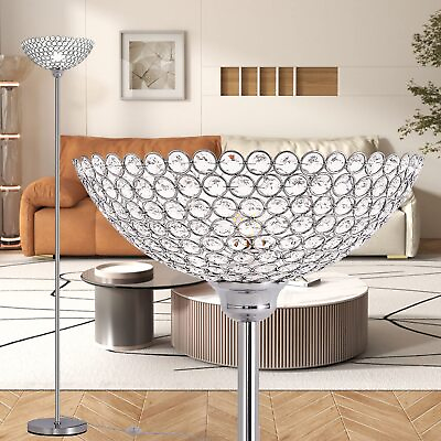 #ad Spherical Crystal Floor Lamp 1 Light Modern Chrome Finish Floor Lamp Crysta... $87.74
