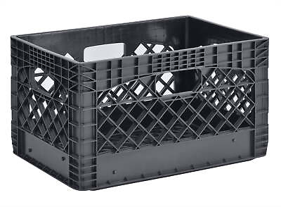 #ad Storage 24 QT Plastic Heavy Duty Milk Crate BlackNew $12.33