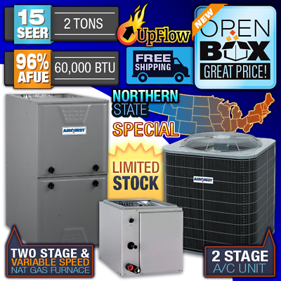 #ad 2 Ton 15 SEER 96% 60K BTU AirQuest 2 Stage Gas Furnace amp; 2 Stage AC System $3251.25