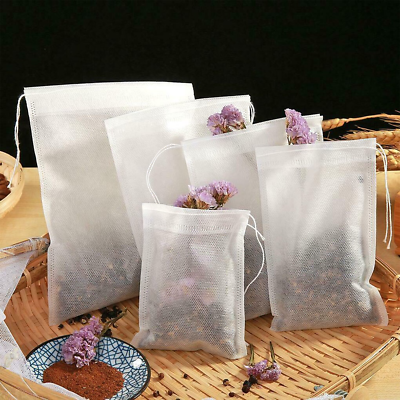 #ad 10 3000pcs Tea Bags Empty Non woven Drawstring Teabag Herb Loose Tea Filter LOT $81.99