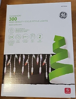 #ad 300 GE ConstantON Multi Color High Density Mini Icicle Style Christma Lights NEW $29.99