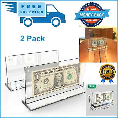 #ad 2Pack Acrylic Dollar Bill Display Frame Currency Paper Money Holder Display Case $21.40