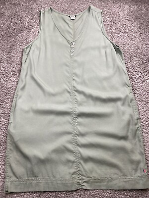 #ad EV1 Womens A Line Dress Size XL Olive Green Button Down Sleeveless EUC $10.49
