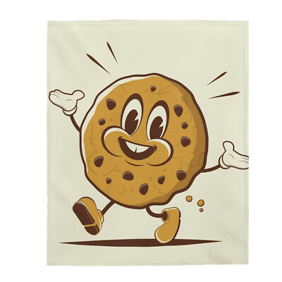 #ad Velveteen Plush Blanket funny retro cartoon illustration of a cookie $46.36