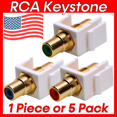 #ad White Modular RCA Keystone Jack RCA Coupler for Wall Plates Surface Boxes Panels $9.79