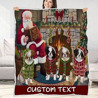 #ad Japanese Chin Dog Blanket Personalized Throw Woven Fleece Sherpa Christmas NWT $69.99