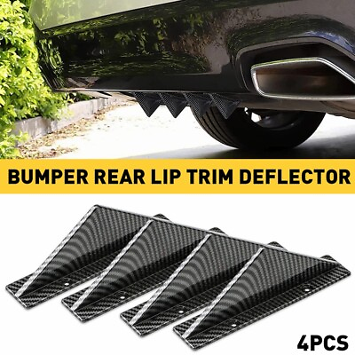 #ad 4Pcs Universal Bumper Rear Diffuser Fin Spoiler Wing Lip Splitter Black Matt $13.59