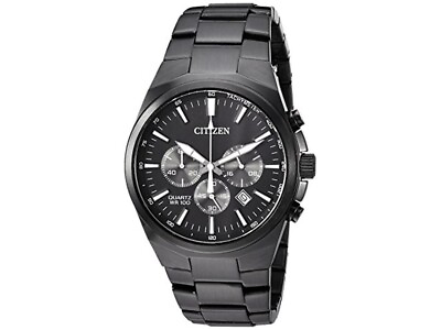#ad Citizen Men#x27;s Chronograph Quartz Black Stainless Steel Watch AN8175 55E NEW $114.00