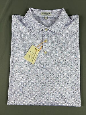 #ad Peter Millar Golf Shirt Polo CS Summer Comfort Sterling Print XL Multicolor $109.94