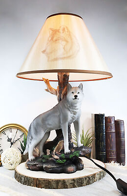 #ad Alpha Gray Wolf Twilight Lone Hunter Wildlife 20quot;H Desktop Table Lamp Decor $88.99
