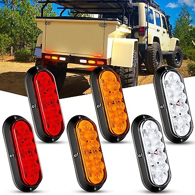 #ad Nilight 6Inch Oval Red White Amber LED Trailer Tail Light 6PCS Trailer Lights $44.99