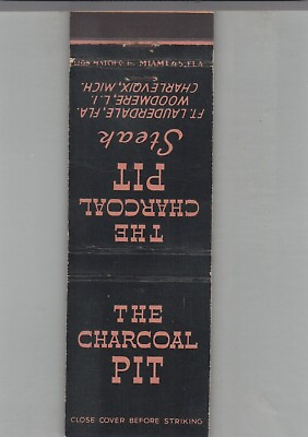 #ad Matchbook Cover The Charcoal Pit Steak Charlevoix MI $4.95