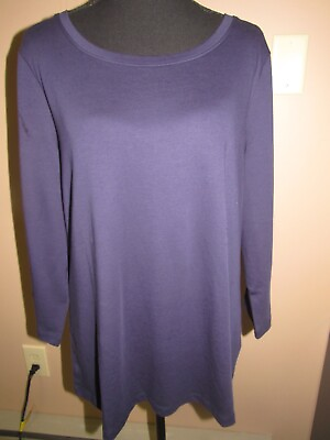 #ad Women#x27;s Large New Isaac Mizrahi Live Navy Blue 3 4 Sleeve T shirt CLDK3 $19.99