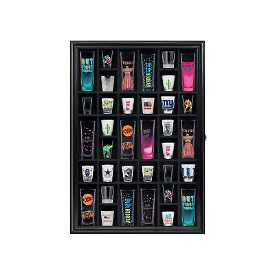 #ad Shot Glass Display Cabinet Solid Wood Large Display Case for 26 x 18 $83.52