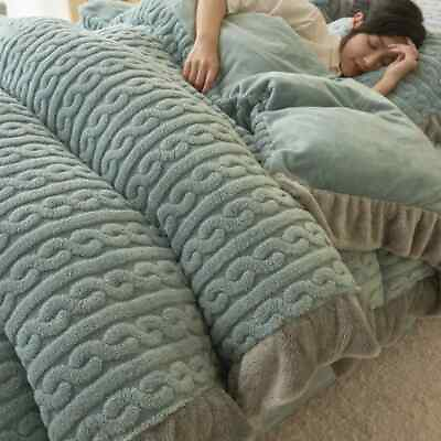 #ad 4pcs Winter bedding set warm down duvet cover pillowcase bed sheet set $275.90