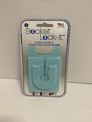 #ad Socket Lock It Adhesive Card Holder Phone Grip Holder in One NEW SEALED AQUA $6.49