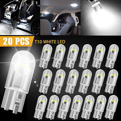 #ad 20Pcs T10 194 168 W5W 2825 LED Interior Map Dome License Plate Light Bulbs White $7.98