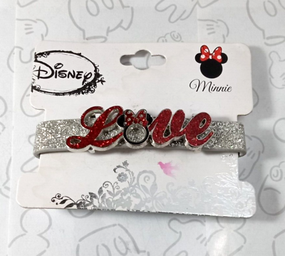 #ad Minnie Mouse Icon Love Bracelet Glitter Strap Snap Button Bracelet Disney New $13.50