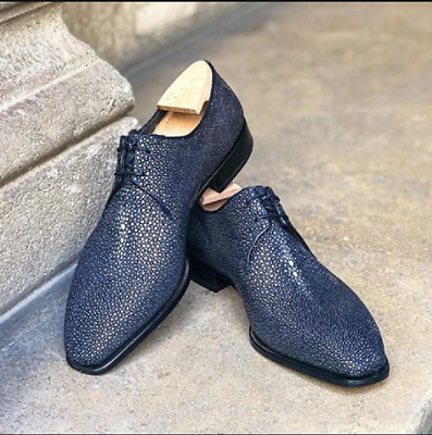 #ad Men#x27;s New Shoes Handmade Blue Stingray Fish leather Oxford shoe Lace up Formal GBP 174.99