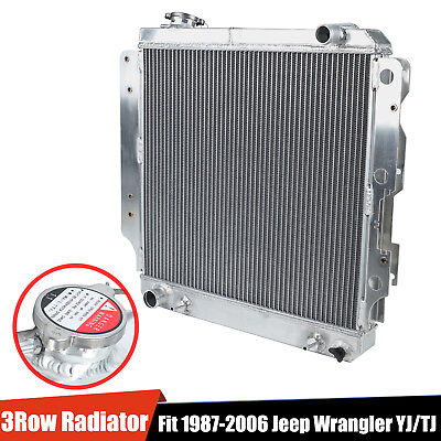 #ad #ad 3 Row Aluminum Radiator For 1987 2006 Jeep Wrangler YJ TJ 2.4L 2.5L 4.0L L4 L6 $99.99