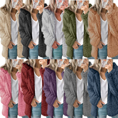 #ad Ladies Outwear Jacket Coat Overcoat Sweatshirt Long Sleeve Hoodie Warm Zip Solid $20.94